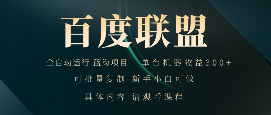 百度联盟自动运行 运行稳定  单机300+-泱泱学习社