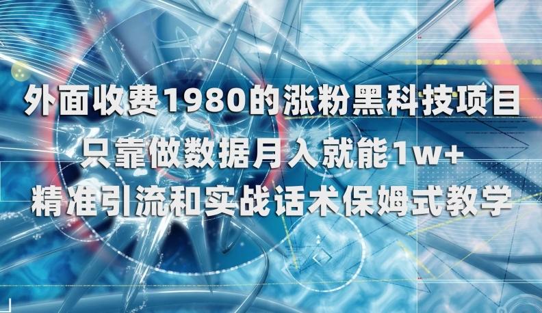 外面收费1980的涨粉黑科技项目，只靠做数据月入就能1w+【揭秘】-泱泱学习社