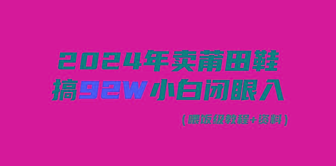(9329期)2024年卖莆田鞋，搞了92W，小白闭眼操作！-泱泱学习社