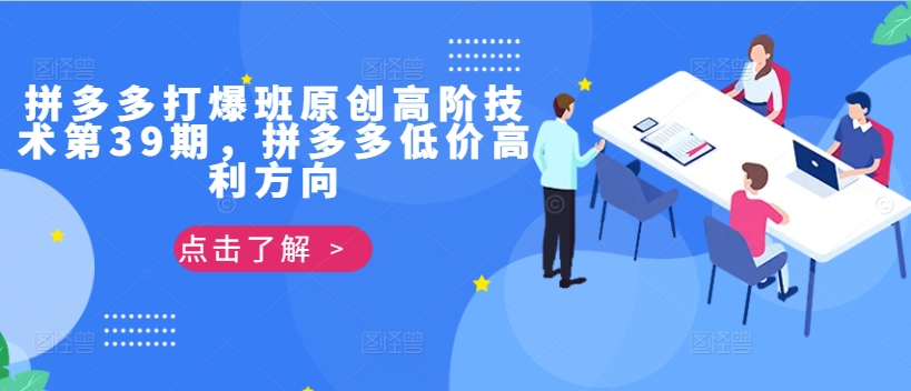 拼多多打爆班原创高阶技术第39期，拼多多低价高利方向-泱泱学习社