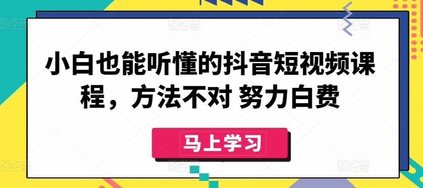 小白也能听懂的抖音短视频课程，方法不对 努力白费-泱泱学习社
