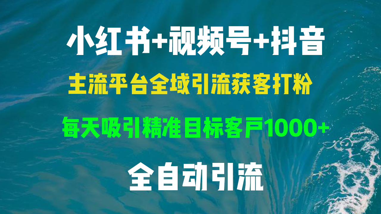 小红书，视频号，抖音主流平台全域引流获客打粉，每天吸引精准目标客户…-泱泱学习社