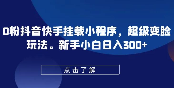 0粉抖音快手挂载小程序，超级变脸玩法，新手小白日入300+【揭秘】-泱泱学习社