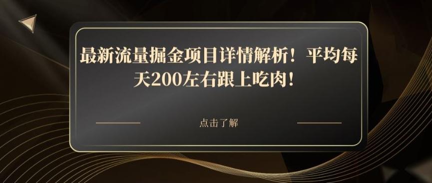 最新流量掘金项目详情解析！平均每天200左右跟上吃肉！-泱泱学习社