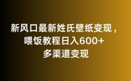 新风口最新姓氏壁纸变现，喂饭教程日入600+【揭秘】-泱泱学习社