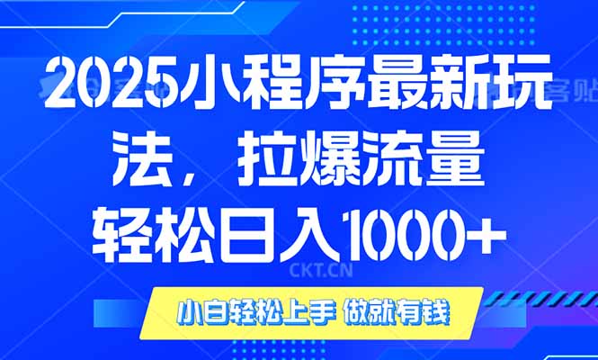 2025年小程序最新玩法，流量直接拉爆，单日稳定变现1000+-泱泱学习社