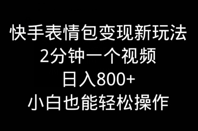 快手表情包变现新玩法，2分钟一个视频，日入800+，小白也能做-泱泱学习社