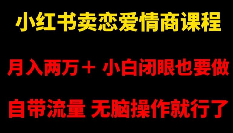 小红书卖恋爱情商课程，月入两万＋，小白闭眼也要做，自带流量，无脑操作就行了【揭秘】-泱泱学习社