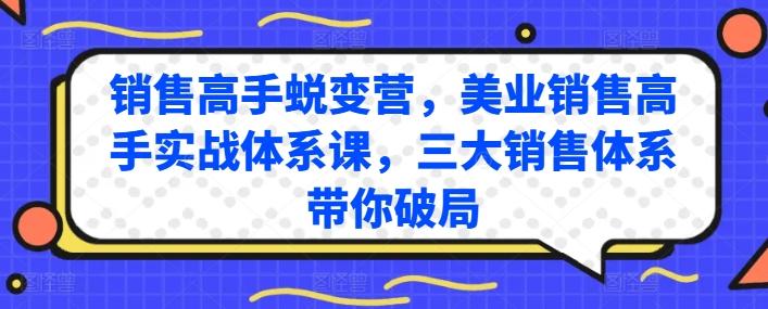 销售高手蜕变营，美业销售高手实战体系课，三大销售体系带你破局-泱泱学习社