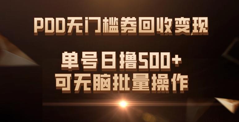 PDD无门槛券回收变现，单号日撸500+，可无脑批量操作-泱泱学习社