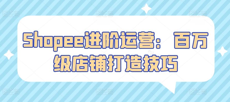 Shopee进阶运营：百万级店铺打造技巧-泱泱学习社