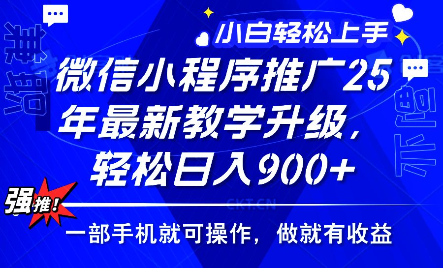 2025年微信小程序推广，最新教学升级，轻松日入900+，小白宝妈轻松上手…-泱泱学习社