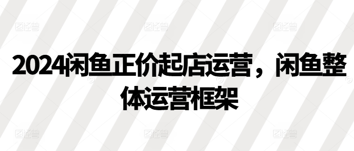 2024闲鱼正价起店运营，闲鱼整体运营框架-泱泱学习社