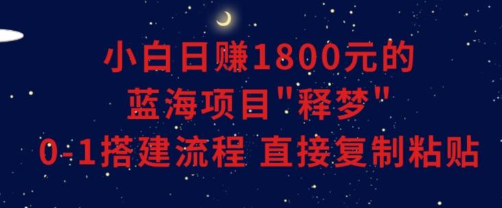 小白能日赚1800元的蓝海项目”释梦”0-1搭建流程可直接复制粘贴长期做【揭秘】-泱泱学习社