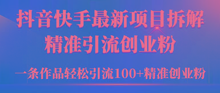 (9447期)2024年抖音快手最新项目拆解视频引流创业粉，一天轻松引流精准创业粉100+-泱泱学习社