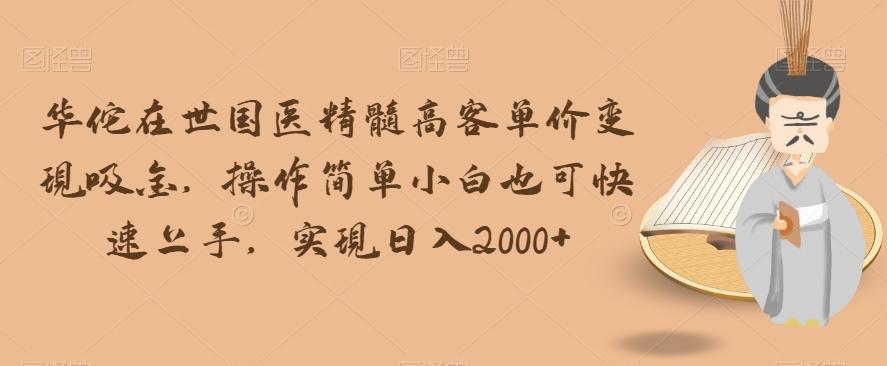 华佗在世国医精髓高客单价变现吸金，操作简单小白也可快速上手，实现日入2000+【揭秘】-泱泱学习社