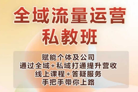 全域流量运营操盘课，赋能个体及公司通过全域+私域打通提升营收-泱泱学习社