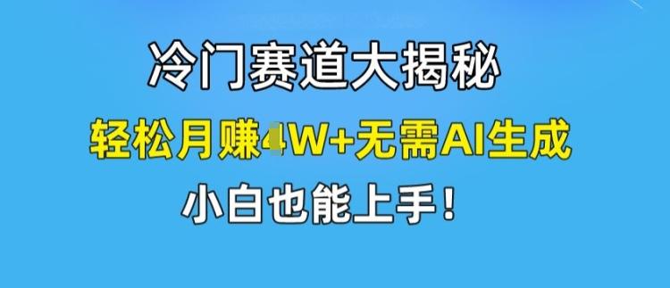 冷门赛道大揭秘，轻松月赚1W+无需AI生成，小白也能上手【揭秘】-泱泱学习社