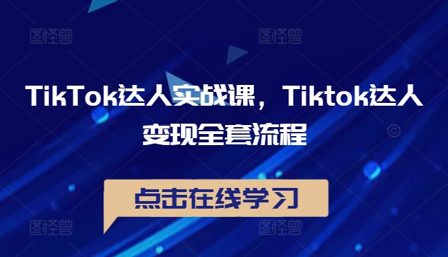 TikTok达人实战课，Tiktok达人变现全套流程-泱泱学习社