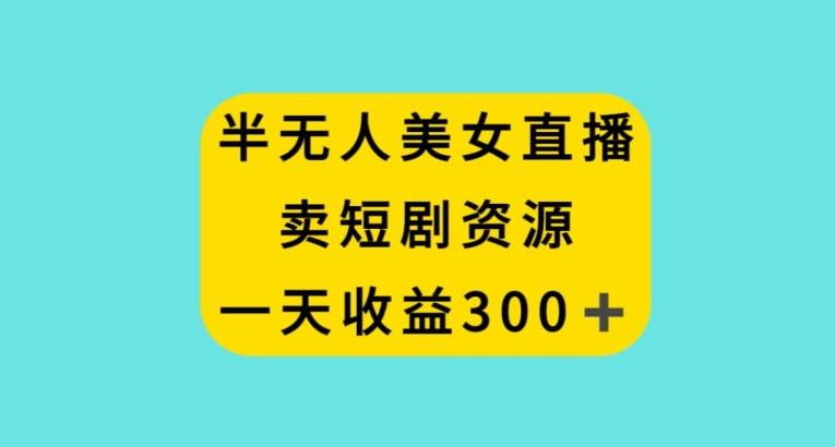 半无人美女直播，卖短剧资源，一天收益300+【揭秘】-泱泱学习社