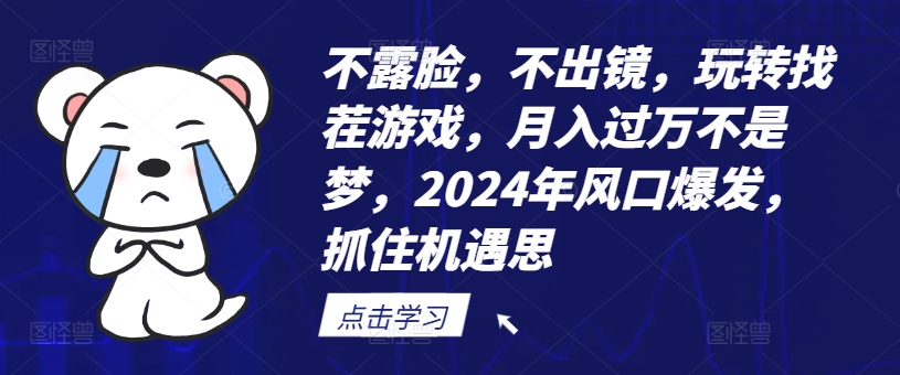 不露脸，不出镜，玩转找茬游戏，月入过万不是梦，2024年风口爆发，抓住机遇【揭秘】-泱泱学习社