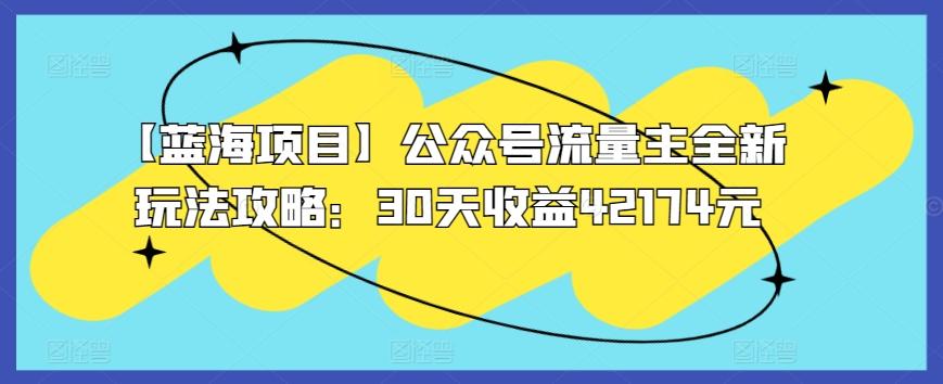【蓝海项目】公众号流量主全新玩法攻略：30天收益42174元【揭秘】-泱泱学习社