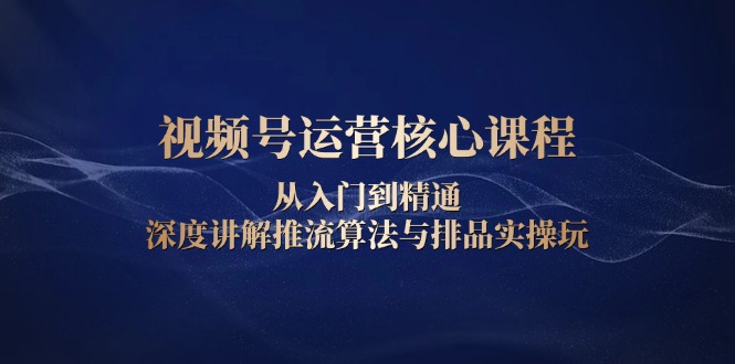 视频号运营核心课程，从入门到精通，深度讲解推流算法与排品实操玩-泱泱学习社