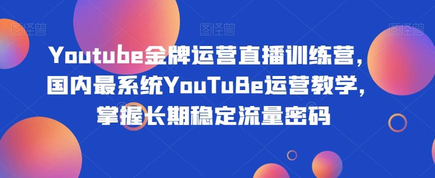 Youtube金牌运营直播训练营，国内最系统YouTuBe运营教学，掌握长期稳定流量密码-泱泱学习社