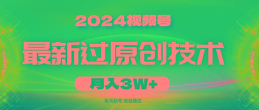 2024视频号最新过原创技术，当天起号，收益稳定，月入3W+-泱泱学习社
