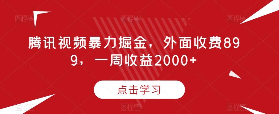 腾讯视频暴力掘金，外面收费899，一周收益2000+【揭秘】-泱泱学习社