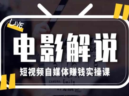 电影解说短视频自媒体赚钱实操课，教你做电影解说短视频，月赚1万-泱泱学习社