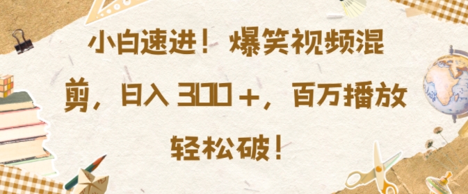 小白速进，爆笑视频混剪，日入3张，百万播放轻松破【揭秘】-泱泱学习社