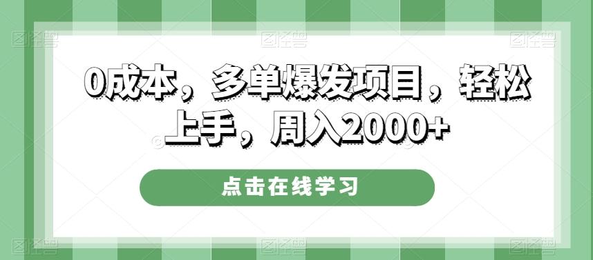 0成本，多单爆发项目，轻松上手，周入2000+-泱泱学习社