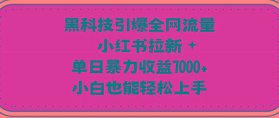 (9679期)黑科技引爆全网流量小红书拉新，单日暴力收益7000+，小白也能轻松上手-泱泱学习社