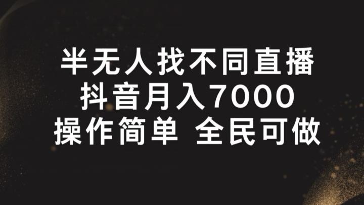 半无人找不同直播，月入7000+，操作简单 全民可做【揭秘】-泱泱学习社