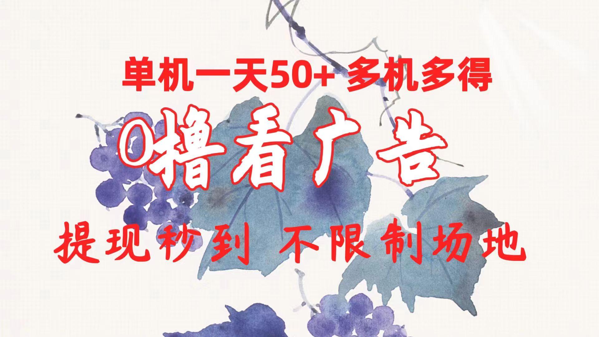 0撸看广告 单机一天50+多机多得 提现秒到 不限制场地操作-泱泱学习社