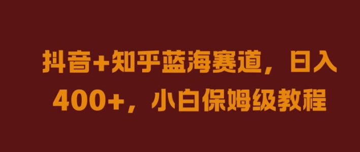 抖音+知乎蓝海赛道，日入几张，小白保姆级教程【揭秘】-泱泱学习社