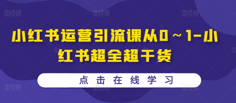 小红书运营引流课从0～1-小红书超全超干货-泱泱学习社