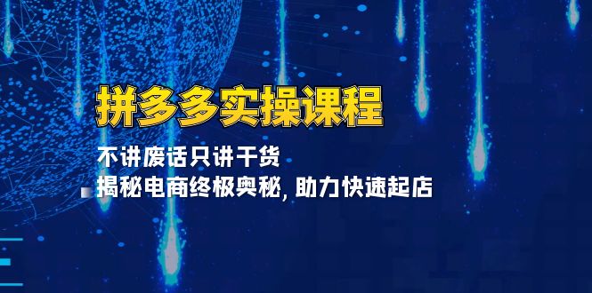 拼多多实操课程：不讲废话只讲干货, 揭秘电商终极奥秘,助力快速起店-泱泱学习社