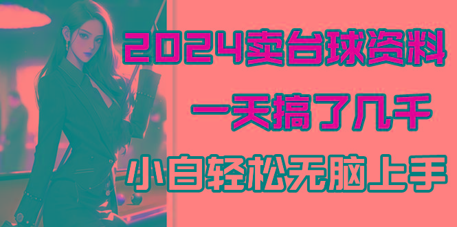 2024卖台球资料，一天搞了几千，小白轻松无脑上手-泱泱学习社