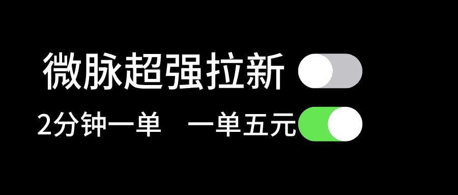 微脉超强拉新， 两分钟1单， 一单利润5块，适合小白-泱泱学习社