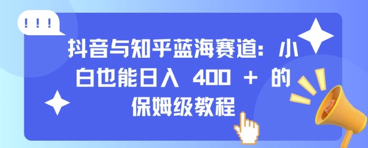 抖音与知乎蓝海赛道：小白也能日入 4张 的保姆级教程-泱泱学习社