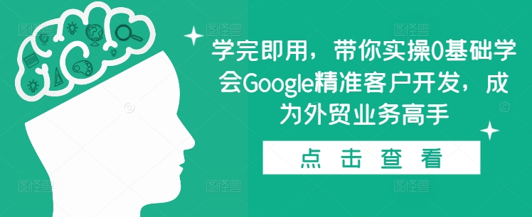 学完即用，带你实操0基础学会Google精准客户开发，成为外贸业务高手-泱泱学习社