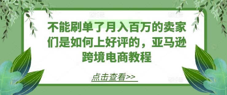 不能刷单了月入百万的卖家们是如何上好评的，亚马逊跨境电商教程-泱泱学习社