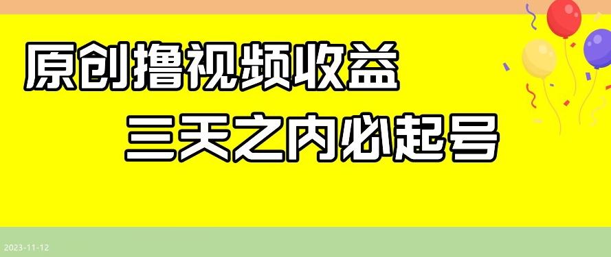 最新撸视频收益，三天之内必起号，一天保底100+【揭秘】-泱泱学习社