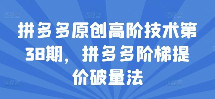 拼多多原创高阶技术第38期，拼多多阶梯提价破量法-泱泱学习社