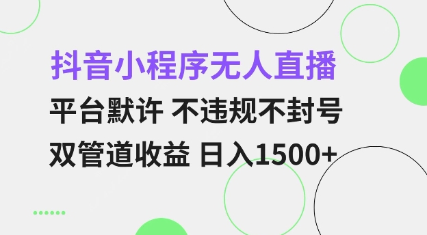 抖音小程序无人直播 平台默许 不违规不封号 双管道收益 日入多张 小白也能轻松操作【仅揭秘】-泱泱学习社