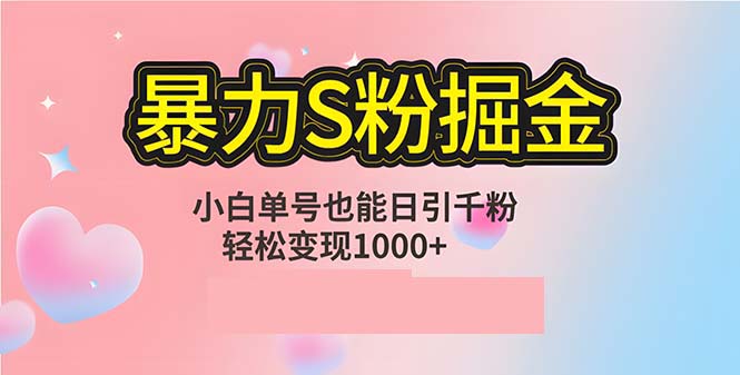 单人单机日引千粉，变现1000+，S粉流量掘金计划攻略-泱泱学习社