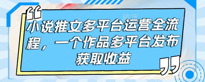 小说推文多平台运营全流程，一个作品多平台发布获取收益-泱泱学习社