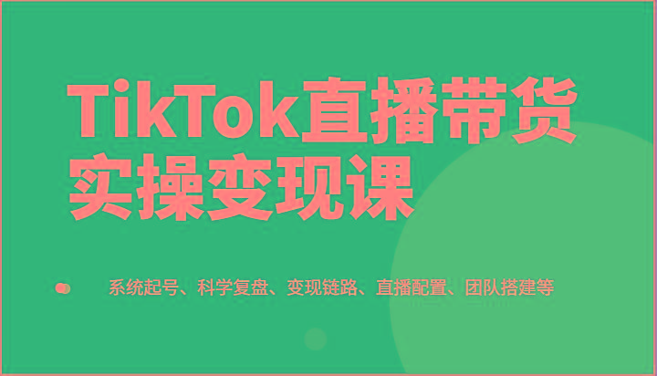 TikTok直播带货实操变现课：系统起号、科学复盘、变现链路、直播配置、团队搭建等-泱泱学习社